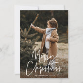Handgeschriebenes Script Green Frohe Weihnachts-Fo Feiertagskarte (Vorderseite)