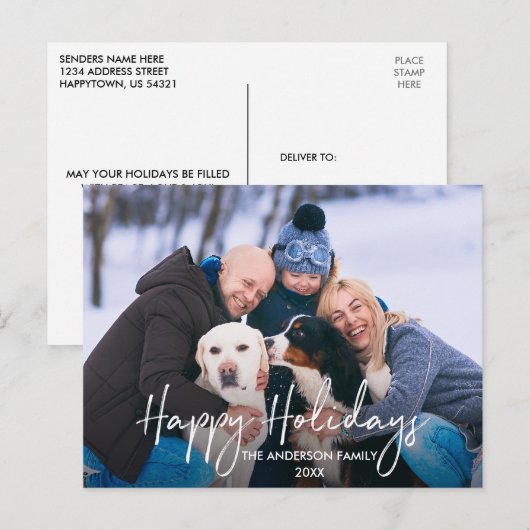 Handgeschriebenes Script Happy Holidays Foto Postkarte (Vorne/Hinten)