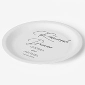 Handgeschriebenes Script Hochzeit Probe Dinner Pappteller (Schrägansicht)