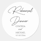 Handgeschriebenes Script Hochzeit Probe Dinner Runder Aufkleber (Vorderseite)