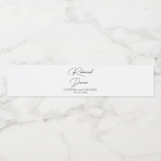 Handgeschriebenes Script Hochzeit Probe Dinner Wasserflaschenetikett (Einzelnes Label)