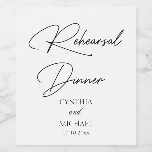 Handgeschriebenes Script Hochzeit Probe Dinner Weinetikett (Einzelnes Label)