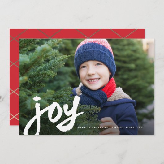 Handgeschriebenes Script Joy Foto Weihnachten (Vorne/Hinten)