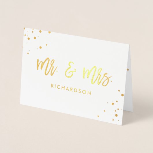 Handgeschriebenes Script | Mr. und Mrs. with Weddi Folienkarte (Vorderseite)