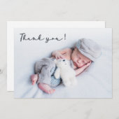 Handgeschriebenes Script Neugeborenen Baby Foto Vi Dankeskarte (Vorne/Hinten)