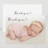 Handgeschriebenes Script Neugeborenen Baby Foto Vi Dankeskarte (Vorne/Hinten)