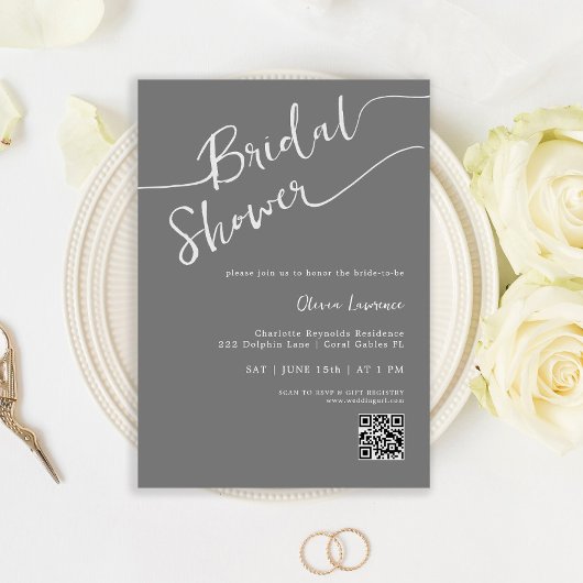 Handgeschriebenes Script QR Brautparty Einladung
