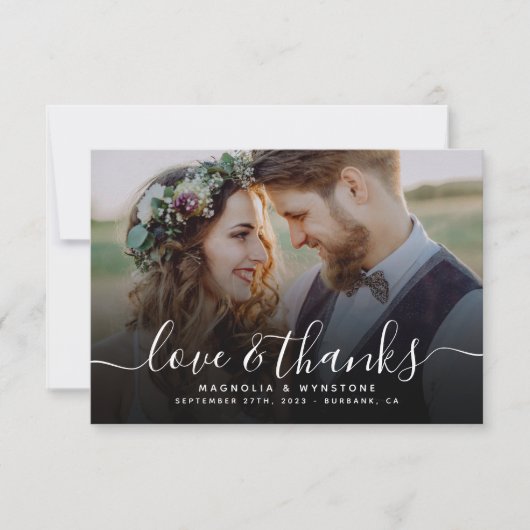 Handgeschriebenes Script QR Code Hochzeitsskript-F Dankeskarte (Vorderseite)