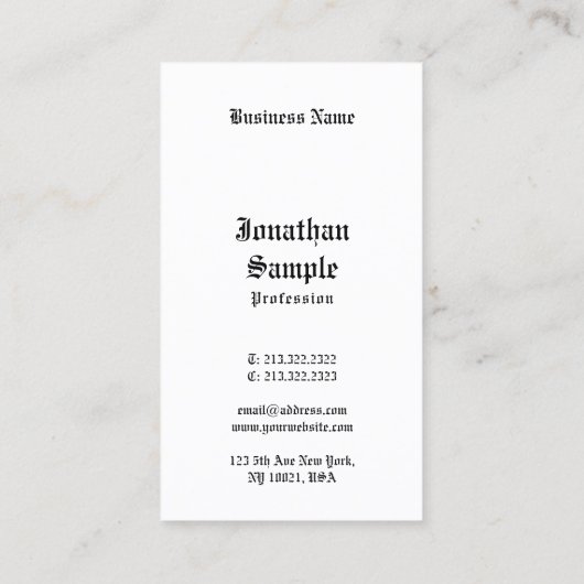 Handgeschriebenes Script Schwarz-weiß Classic Retr Visitenkarte (Rückseite)