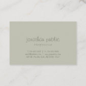 Handgeschriebenes Script Simple Modish Elegant Gre Visitenkarte (Rückseite)