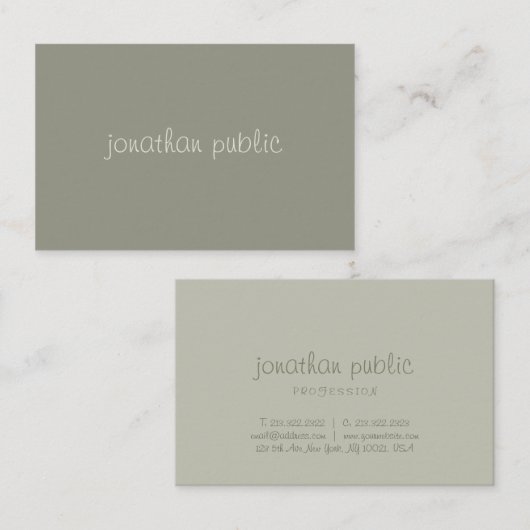 Handgeschriebenes Script Simple Modish Elegant Gre Visitenkarte (Vorne/Hinten)