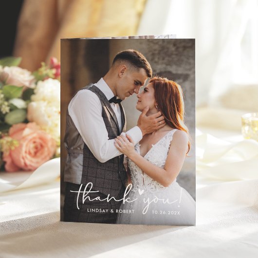 Handgeschriebenes Script Sweet Liebe Heart Wedding Dankeskarte