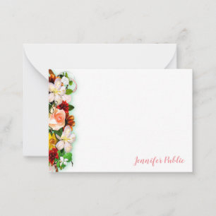 Handgeschriebenes Script Watercolor-Blume farbig Mitteilungskarte