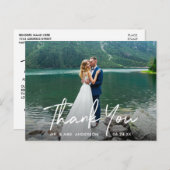 Handgeschriebenes Script Wedding Foto Vielen Dank Postkarte (Vorne/Hinten)