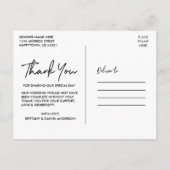 Handgeschriebenes Script Wedding Foto Vielen Dank Postkarte (Rückseite)