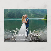 Handgeschriebenes Script Wedding Foto Vielen Dank Postkarte (Vorderseite)