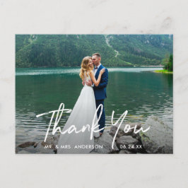 Handgeschriebenes Script Wedding Foto Vielen Dank Postkarte