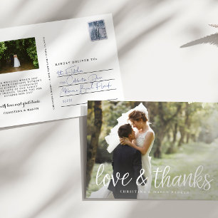 Handgeschriebenes Script Wedding Foto Vielen Dank Postkarte