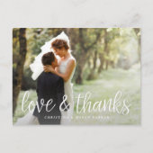 Handgeschriebenes Script Wedding Foto Vielen Dank Postkarte (Vorderseite)