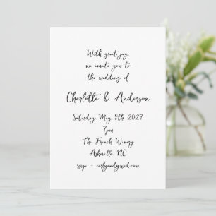 Handgeschriebenes Script Whimsy Quirky White Weddi Einladung
