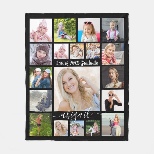 Handgeschriebenes Skript 19 Foto Collage Graduate Fleecedecke (Vorderseite)