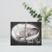 Handgeschriebenes Skript Baby Boy Foto Babydusche Postkarte (Stehend Vorderseite)