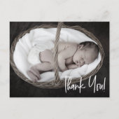 Handgeschriebenes Skript Baby Boy Foto Babydusche Postkarte (Vorderseite)
