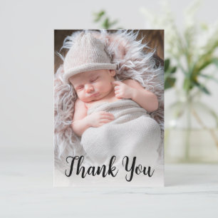 Handgeschriebenes Skript Baby-Foto-Ankündigung Dankeskarte