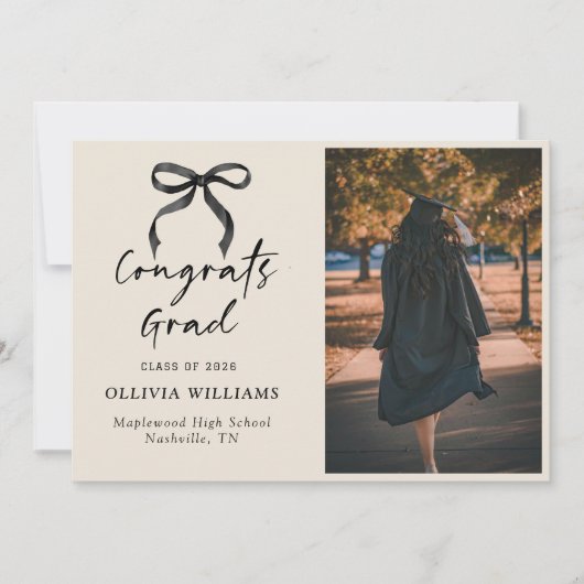 Handgeschriebenes Skript Beige Abschluss Ankündigung (Vorderseite)