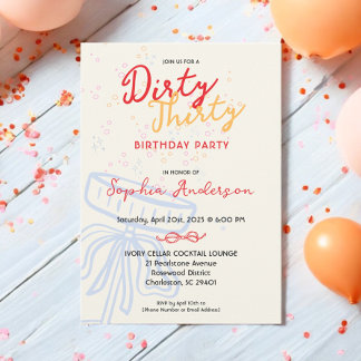 Handgeschriebenes Skript Coquette Bow Birthday Par Einladung