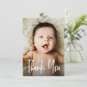 Handgeschriebenes Skript Custom Baby Foto und Nach Ankündigung (Stehend Vorderseite)