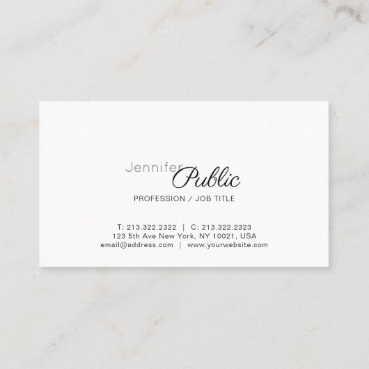 Handgeschriebenes Skript Elegant Einfaches Moderne Visitenkarte (Rückseite)