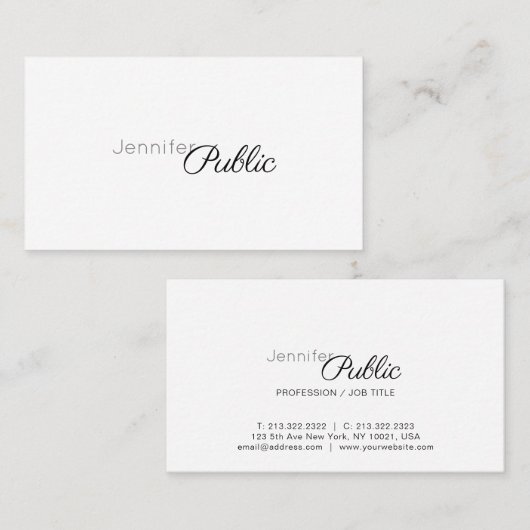 Handgeschriebenes Skript Elegant Einfaches Moderne Visitenkarte (Vorne/Hinten)