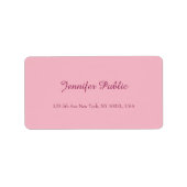 Handgeschriebenes Skript Elegante rosa Vorlage Mod Adressaufkleber (Vorne)