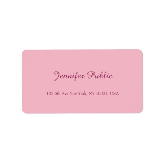 Handgeschriebenes Skript Elegante rosa Vorlage Mod Adressaufkleber (Vorne)