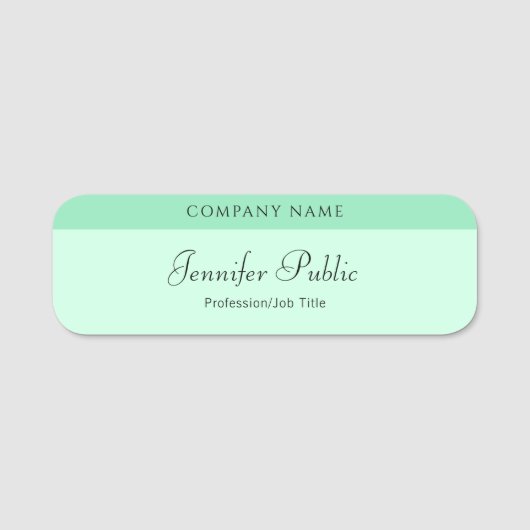 Handgeschriebenes Skript Elegante Template Mint Gr Namensschild (Vorderseite)