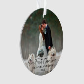 Handgeschriebenes Skript Erste Weihnachtsfeier Fot Ornament (Vorderseite)