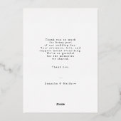 Handgeschriebenes Skript-Foto Hochzeit Dankeschön- Folieneinladung (Rückseite)