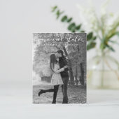 Handgeschriebenes Skript-Foto Rette Unsere Date Po Ankündigungspostkarte (Stehend Vorderseite)