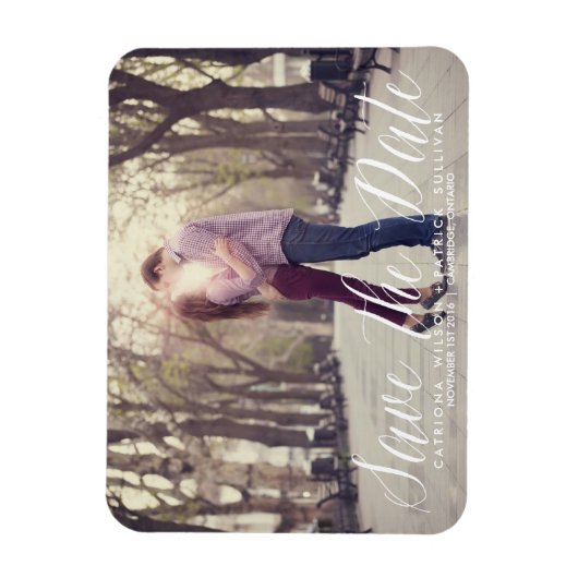 Handgeschriebenes Skript-Foto Speichern der Datums Magnet (Vertikal)