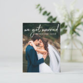 Handgeschriebenes Skript-Foto Wir Got Verheiratet Postkarte (Stehend Vorderseite)