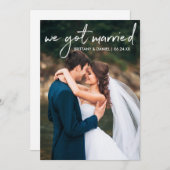 Handgeschriebenes Skript-Foto Wir Got Verheiratete Dankeskarte (Vorne/Hinten)