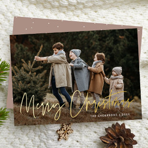 Handgeschriebenes Skript Frohe Weihnachten Foto Folien Feiertagskarte