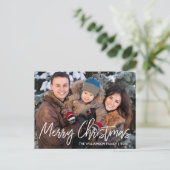 Handgeschriebenes Skript Frohe Weihnachtsfamilie F Postkarte (Stehend Vorderseite)