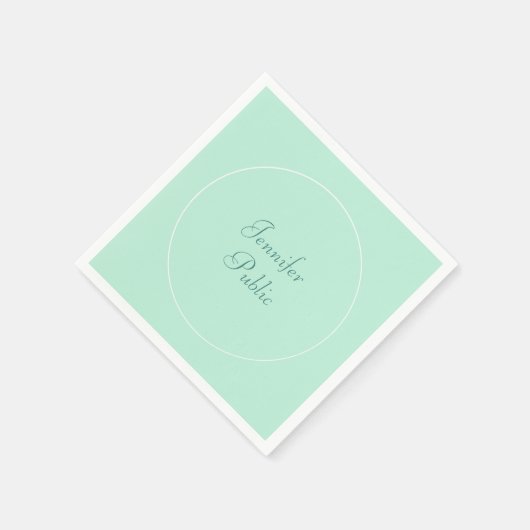 Handgeschriebenes Skript für Elegant Mint Green Te Serviette (Ecke)