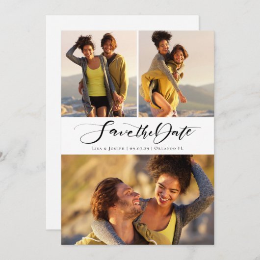 Handgeschriebenes Skript für FotoCollage Save The Date (Vorne/Hinten)
