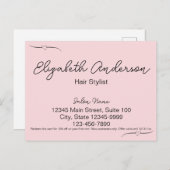 Handgeschriebenes Skript für Hair Stylist Pink & B Postkarte (Vorne/Hinten)