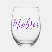 Handgeschriebenes Skript für hübschen Lila Persona Weinglas Ohne Stiel (Vorderseite)