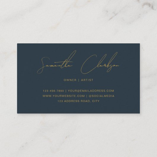 Handgeschriebenes Skript für Minimalistische Navy Visitenkarte (Rückseite)