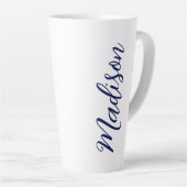 Handgeschriebenes Skript für Navy Blue Name Milchtasse (Rechte Ecke)